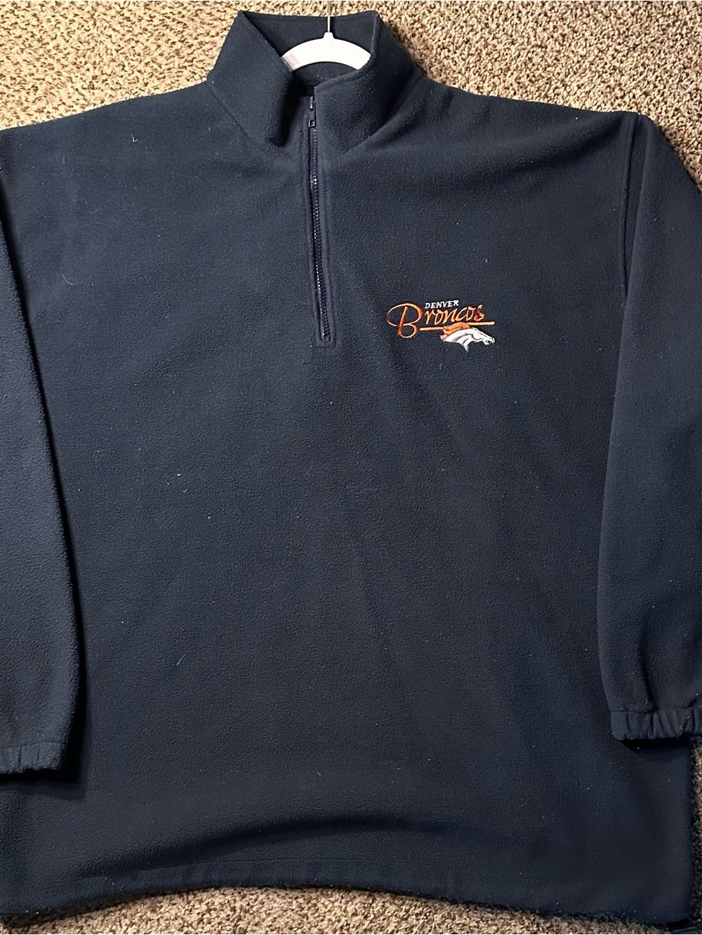 Vintage Denver broncos Navy Quarter-Zip Fleece Pullover
